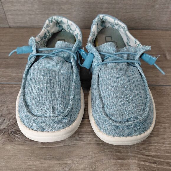Hey Dude Shoes Women Size 8 Blue Wendy Linen Slip On Casual Loafers Beach Preppy - Picture 3 of 10